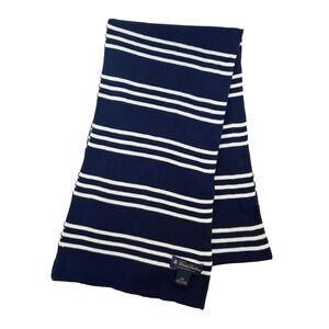 BROOKS BROTHERS Striped Cotton Knit Scarf • navy blue, white • nautical, preppy